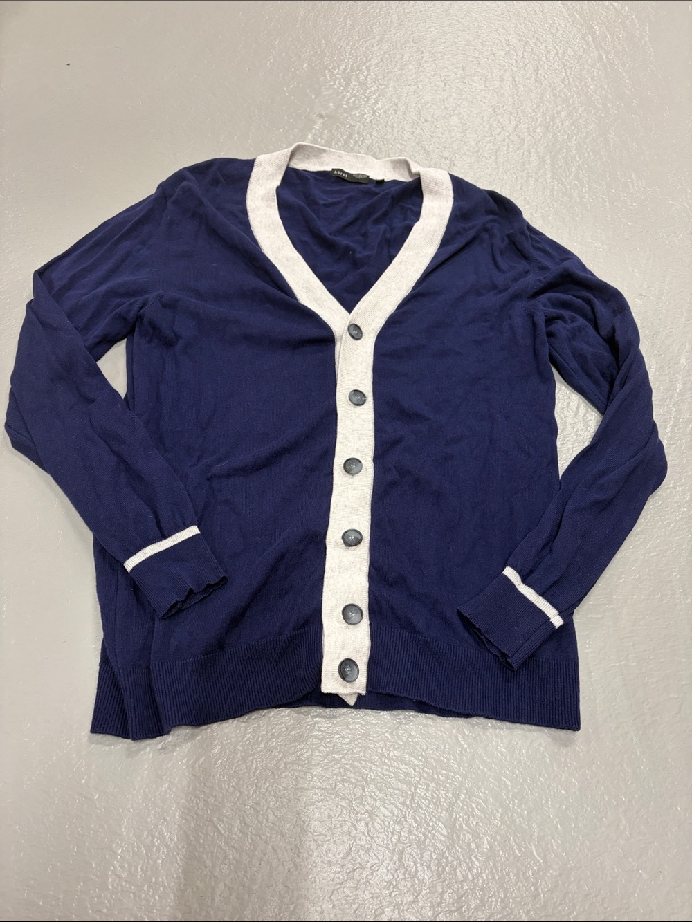 Men's Horst 100% Cotton Button-Front Cardigan with White Trim- Made in Italy